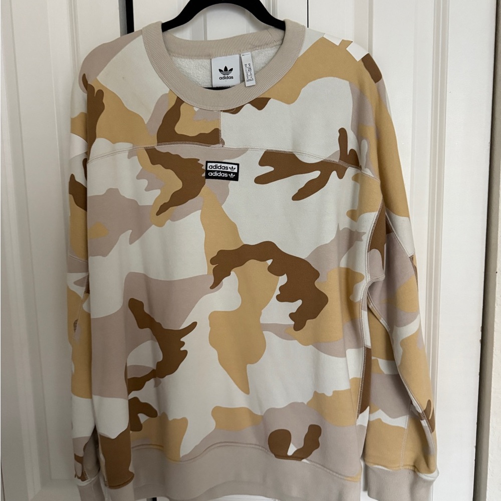 Adidas Men's Camouflage Crewneck Sweater - Brown and Cream